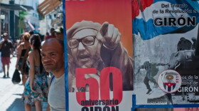 Posters commemorate the 50th anniversary of the Bay of Pigs in Havana on April 13. This weekend's Cuban Communist Party Congress is timed with the anniversary in mind.