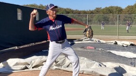 Tony Esposito of Naples warms up for his Roy Hobbs World Series game at JetBlue Park in Lee County. He's the oldest player ever in the Hobbs events in Southwest Florida.