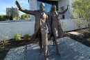 A statue of Barack and Michelle Obama, seen outside the Obama Presidential Center Museum. (June 3, 2026)