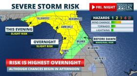 Map shows severe storm risk in north and central Florida