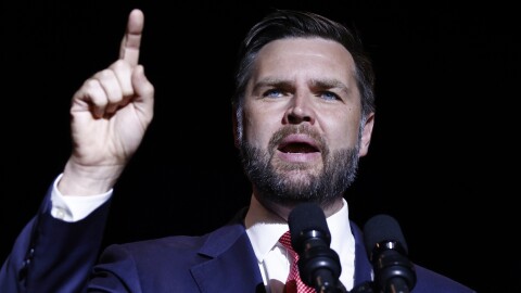 Republican vice presidential candidate Sen. JD Vance, R-Ohio, speaks during a rally in his home town of Middletown, Ohio, Monday, July 22, 2024.