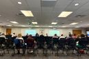 A Monroe County School Corporation board meeting is pictured July 22, 2025, at the MCCSC Co-Lab in Bloomington. The meeting lasted about 30 minutes.