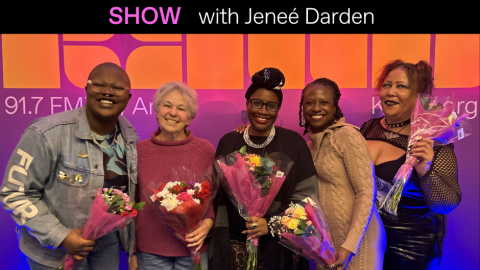 (L-R) Singer B. DeVeaux, poet Norma Smith, Host Jeneé Darden, poet Nazelah Jamison and writer Sumiko Saulson