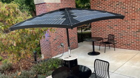 Solar umbrella and charger on UK's campus