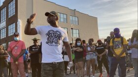  Tony Riddick of Hertford addresses protesters at a protest in Elizabeth City, N.C. on Wed. April 28, 2021. “[The shooting of Andrew Brown] is a direct result of white supremacy,” he said.
