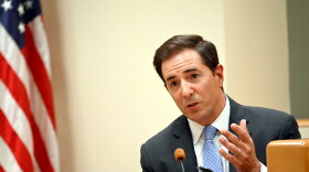 Chris Mattei an attorney for a first responder and families of Sandy Hook victims suing Alex Jones in Connecticut testifies at Waterbury Superior Court Norm Pattis disciplinary proceedings in Waterbury, Connecticut August 17, 2022.
