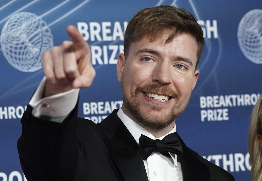Jimmy Donaldson, who goes by the online alias MrBeast, arrives at the 11th Breakthrough Prize Ceremony on April 5, 2025, in Los Angeles.