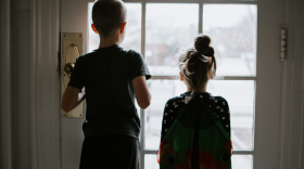 children looking outside