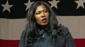 Kristina Karamo speaks to Michigan Republican Party delegates on Feb. 18, 2023, in Lansing, Mich. Michigan Republicans are planning to meet Saturday, Jan. 6, 2024, and discuss removing Michigan GOP Chairwoman Kristina Karamo. (AP Photo/Joey Cappelletti, File)