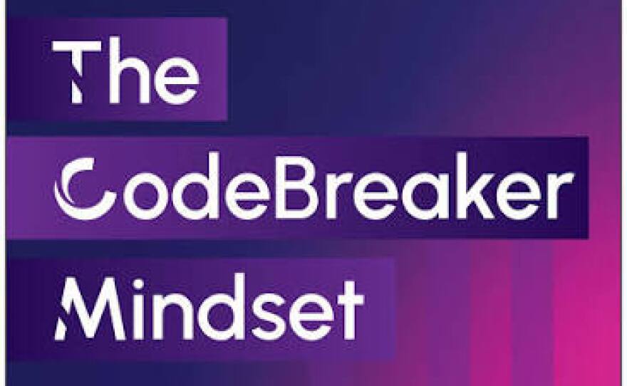 A purple and pink book cover with the "The CodeBreaker Mindset: The Unwritten Rules for Success" by Chitra Nawbatt in white text