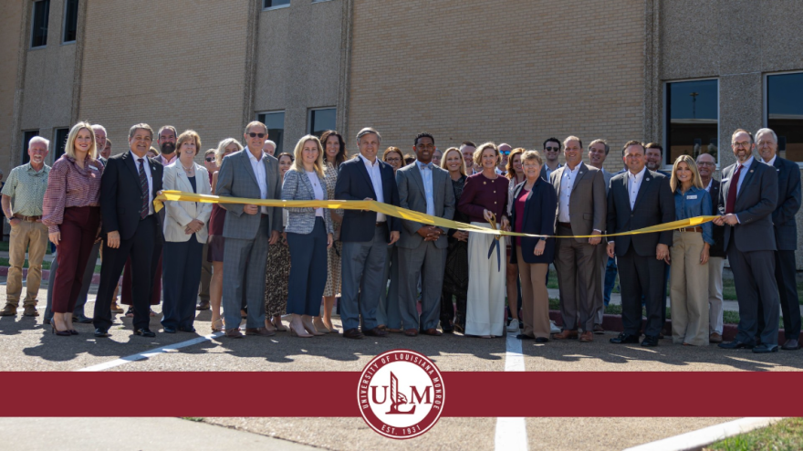 State legislators join ULM administrators and special guests to cut the ribbon for the newly renovated Sugar Hall on Monday, September 28, 2026.
