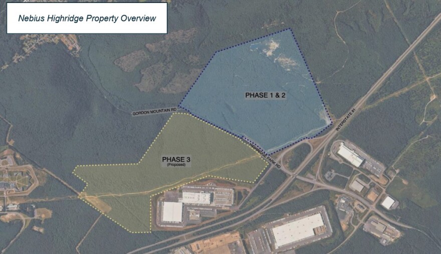 Property overview plans for Nebius' Highridge Business Park AI Factory in Butler Twp., Schuylkill County.