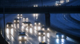 ARLINGTON, VA - MARCH 05: Light rain falls as traffic travels northbound on interstate 395 on Thursday March 05, 2015 in Arlington, VA. The rain is expected to switch over to snow Thursday.