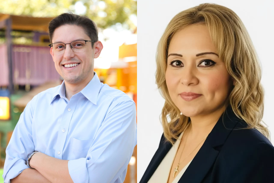 Adrian Reyna (Democrat) and Michelle Barrientes Vela (D)
