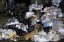 Organic materials from commercial food waste is piled up