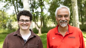 Aspen Center for Physics intern Henry Billinghurst and theoretical physicist Krishna Rajagopal.