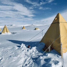 Tents at the Allan Hills area of Antarctica
