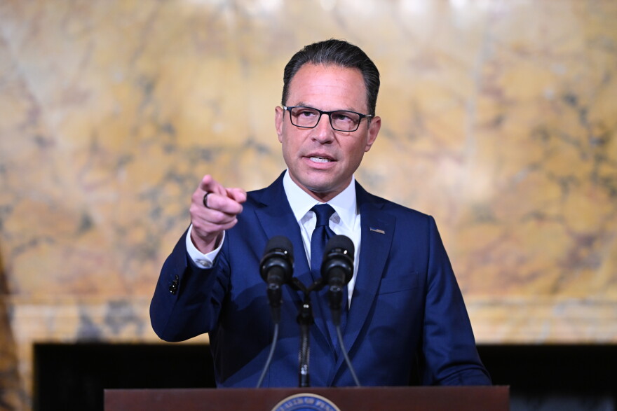 Pennsylvania Gov. Josh Shapiro speaks during a news conference at the state Capitol, Tuesday, Aug. 18, 2026, in Harrisburg, Pa.