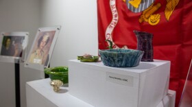 Nancy Benedict is remembered as a "bubbly" classmate in the CreatiVets class. Her daughter, Lisa Fite, said the course gave her something to look forward to each week. The CreatiVets exhibition, on view at Joe McCauley Gallery through March 6, prominently displays her artwork completed by other CreatiVets students.