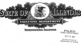  A copy of the executive order signed by Gov. JB Pritzker Friday, Sept. 17.
