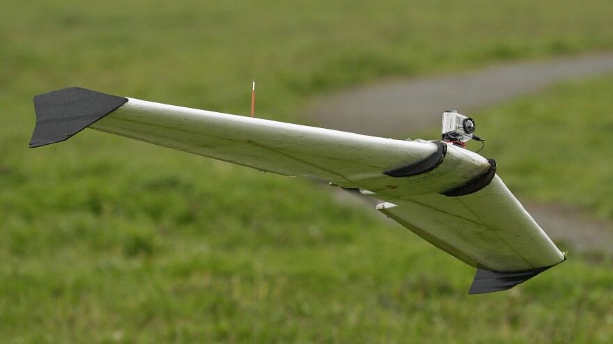 Interest in the domestic use of unmanned drones is surging among public agencies, raising privacy concerns. Here, a Ritewing Zephyr II flies with mounted camera in Berkeley, Calif.