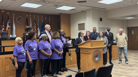 Dayton city commission were joined by Montgomery County commissioners and representatives from the Black Women's Health Initiative Monday for a press conference to discuss the threats to Medicaid health insurance and SNAP food assistance.