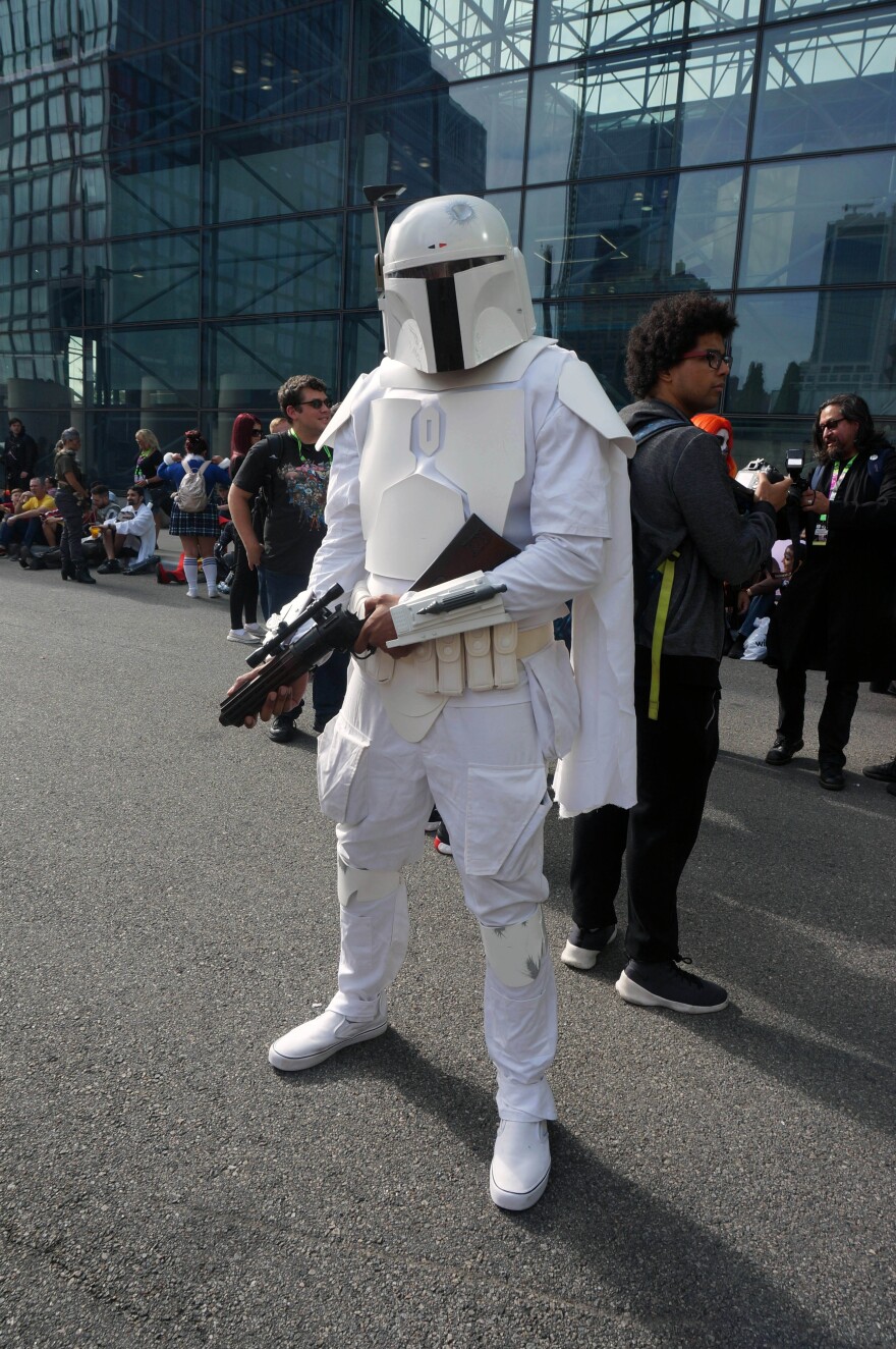 Lucas Goly, dressed as a Star Wars storm trooper at NYCC 2018