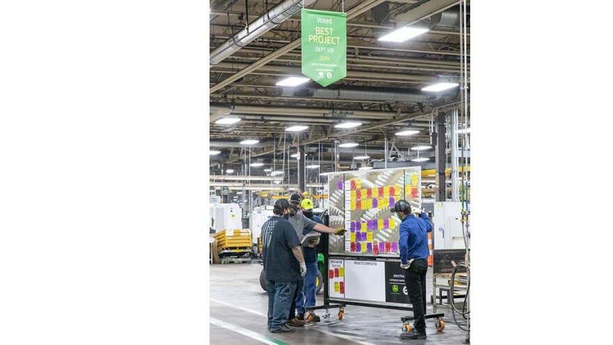 John Deere plants throughout the Cedar Valley have Continuous Improvement boards on the factory floor