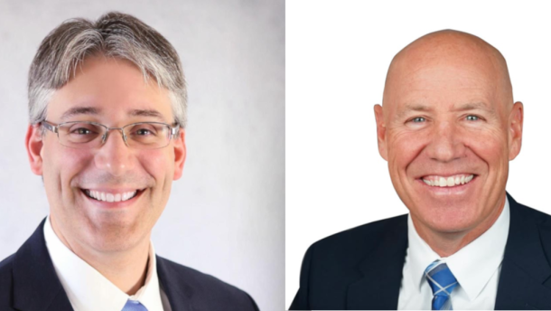 Democratic State Senator Mike Halpin (left) is being challenged by Republican Brad Beekman.