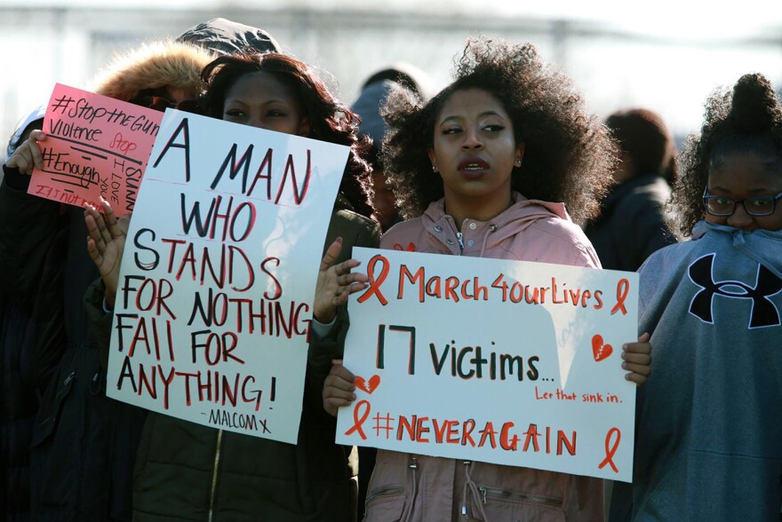 Eastern Senior High students walked out of school to protest gun violence.