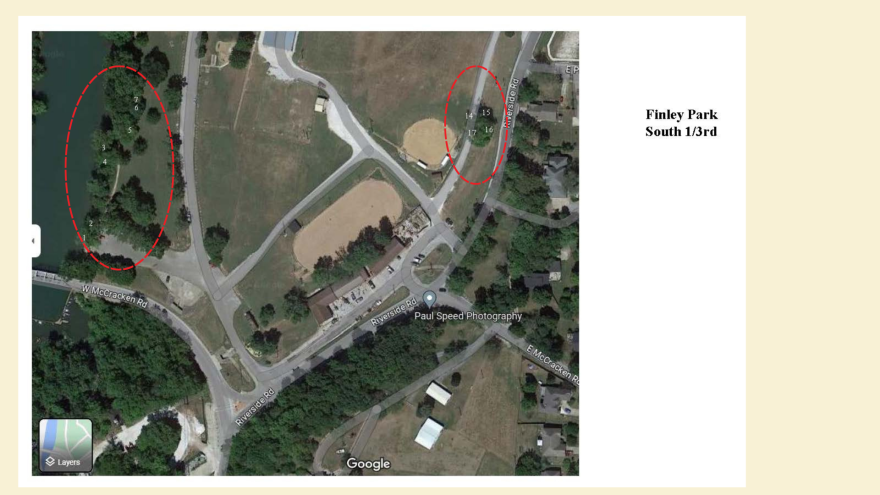 Map of some of the trees Ozark plans to remove. 
