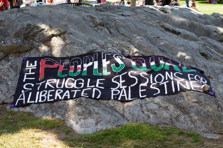 JMU students have gathered on the quad for a peaceful