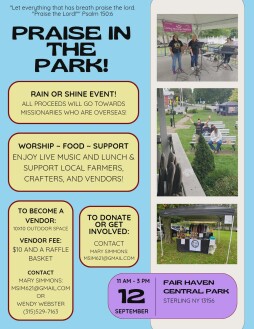 Praise in the Park September 12, 2026 Sterling NY