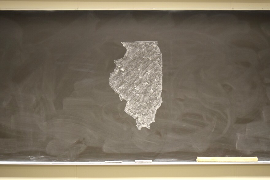 State of Illinois drawn on chalkboard