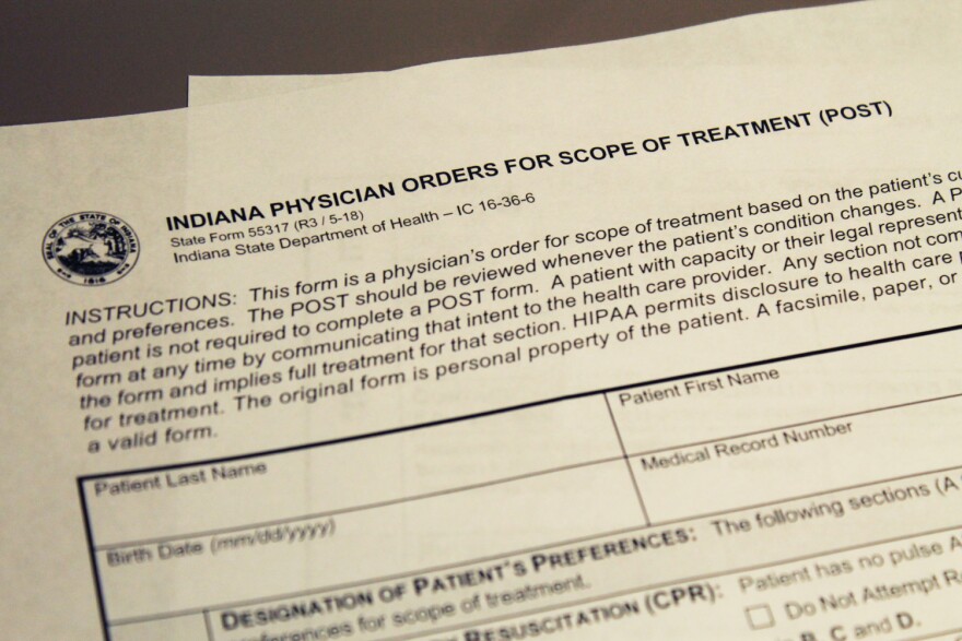 Indiana POST form details the patient's wishes if they have an advanced or progressive illness.