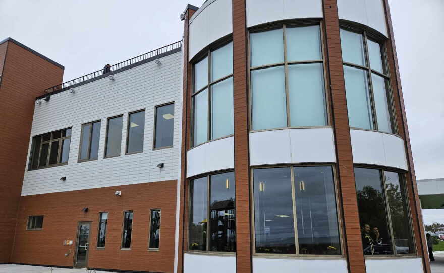 Exterior of the Ombimindwaa building, which opened in Red Lake on Oct. 11, 2023.