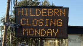 This electronic sign marked the beginning of SAWS fixes on Hildebrand on Monday, Oct. 26, 2026.