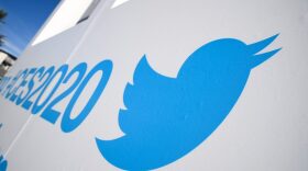 Twitter branding is displayed ahead of the 2020 Consumer Electronics Show (CES) at the Las Vegas Convention Center in Las Vegas, Nevada.