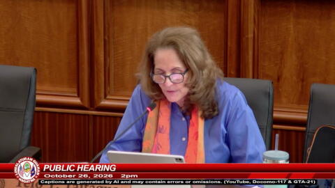 Sen. Telo Taitague held an informational hearing on the military buildup on Oct. 26, 2026.