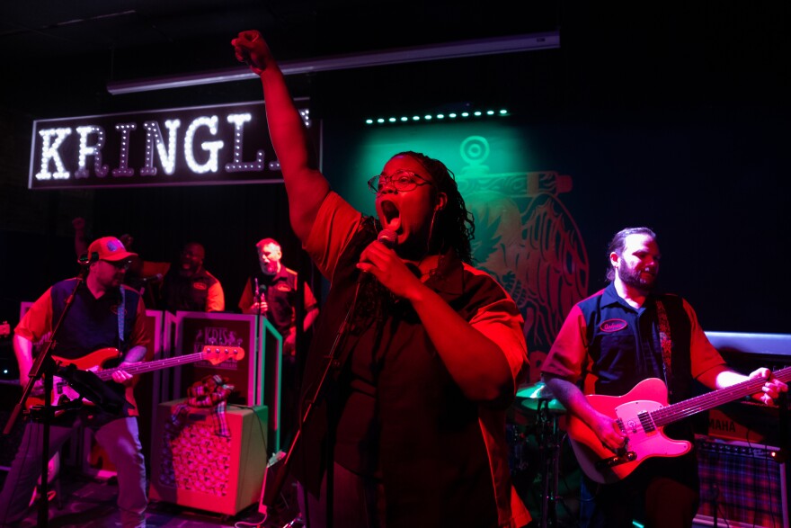 Kris Kringle and the Jolly Jingles perform their annual Christmas extravaganza on Thursday, Dec. 11, 2025, at The Heavy Anchor in St. Louis’ Bevo Mill neighborhood.