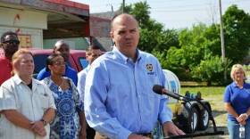 Director of Public Safety Troy Riggs at a press conference Wednesday.