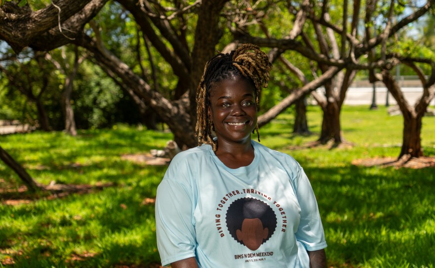 India Walker, Black in Marine Science member, at Crandon Park before the coral restoration dive