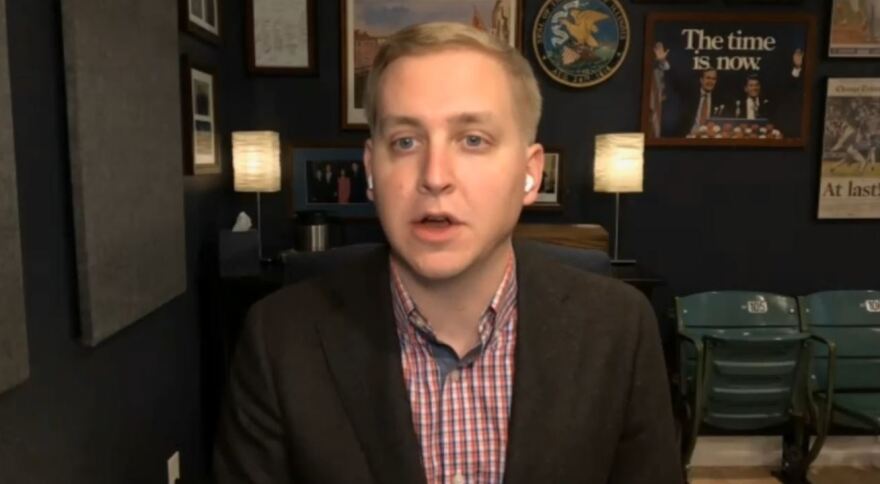 Rep. Tom Demmer, R-Dixon, speaks at a virtual news conference Thursday in which Republicans once again called for subpoenas of House Speaker Michael Madigan and others to testify before a House special investigating committee. 