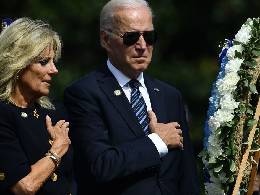 President Biden and first lady Jill Biden attend the 40th Annual National Peace Officers' Memorial Service at the U.S. Capitol on Saturday.