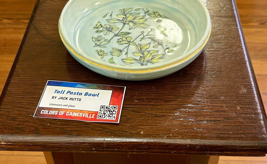 Local artist Jack Hutto’s “Tall Pasta Bowl” is one of three pottery pieces he displayed at the “Colors of Gainesville” exhibit.