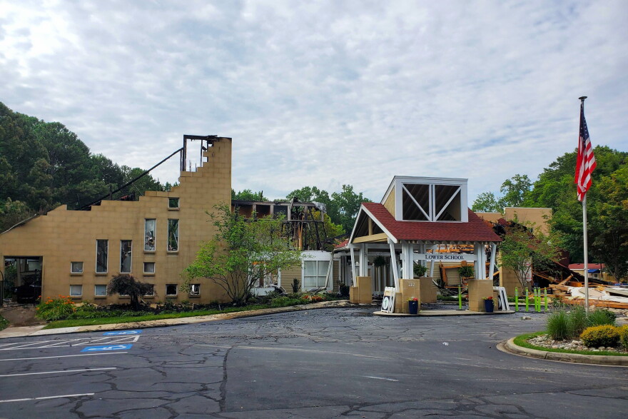  A burned school building