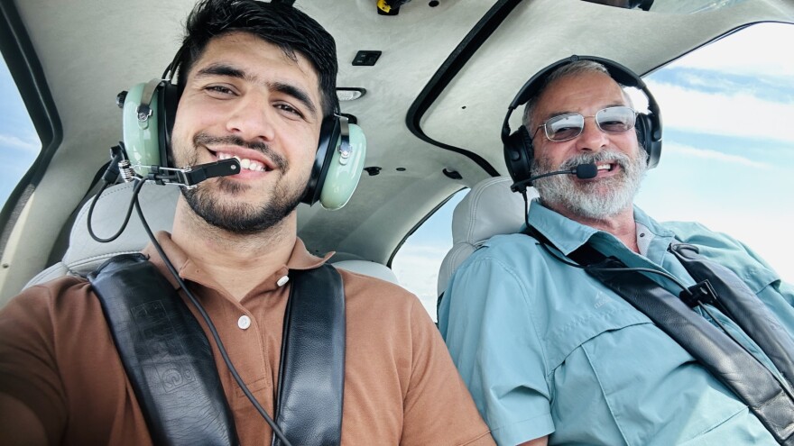 Farooq Safi, left, and instructor Tony Alves during a training flight earlier this month.