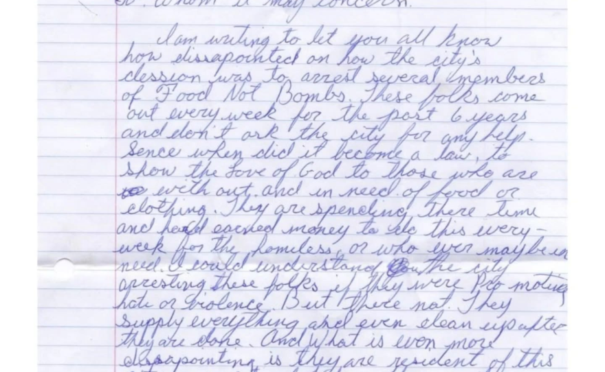 Screenshots of a few letters written by supporters and members of the unhoused community addressed to Tulsa City officials.