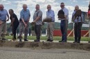 Ohio Gov. Mike DeWine with state and local officials during a ceremonial groundbreaking for New Richmond's Liberty Landing project.