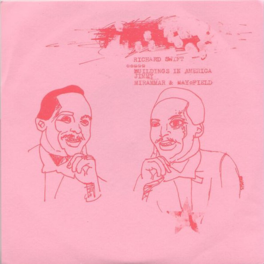 Richard Swift's <em>Buildings in America</em> 7-inch, featuring a drawing by Swift himself.